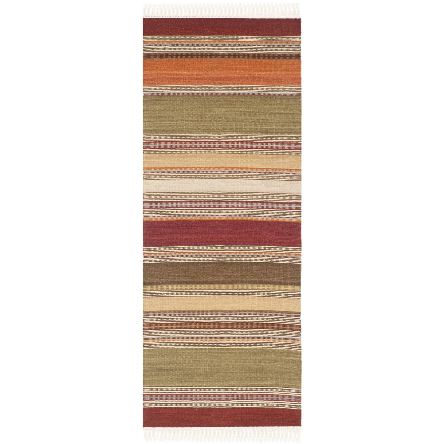 Safavieh Striped Kilim Green 2 ft. 3 in. x 8 ft. Runner Rug