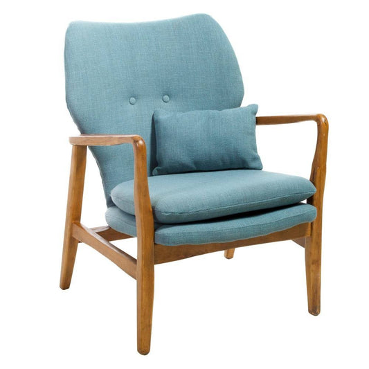 Noble House Wood Frame Club Chair in Light Blue