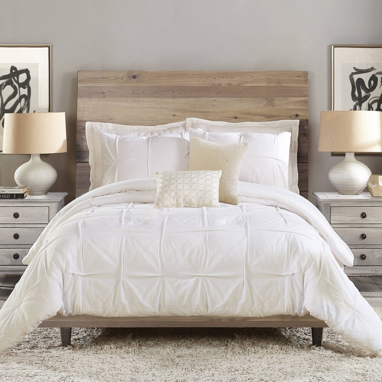 Ayesha Curry Washed Texture 5 Pieces Comforter Set - Full - Queen