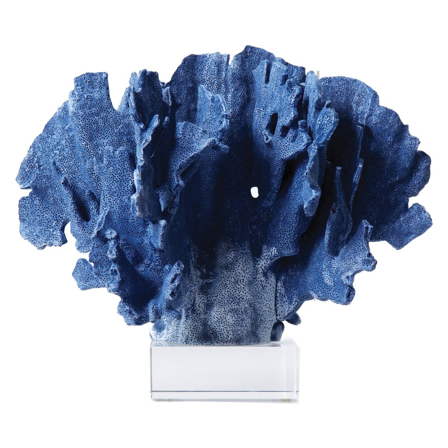 Two S Company Blue Coral Sculpture on Glass Base