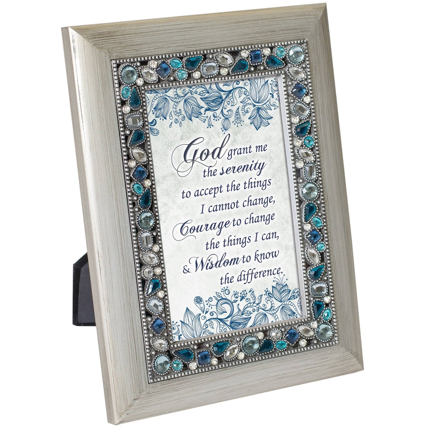 Cottage Garden God Grant Me Serenity Brushed Silvertone Easel Back Photo Frame