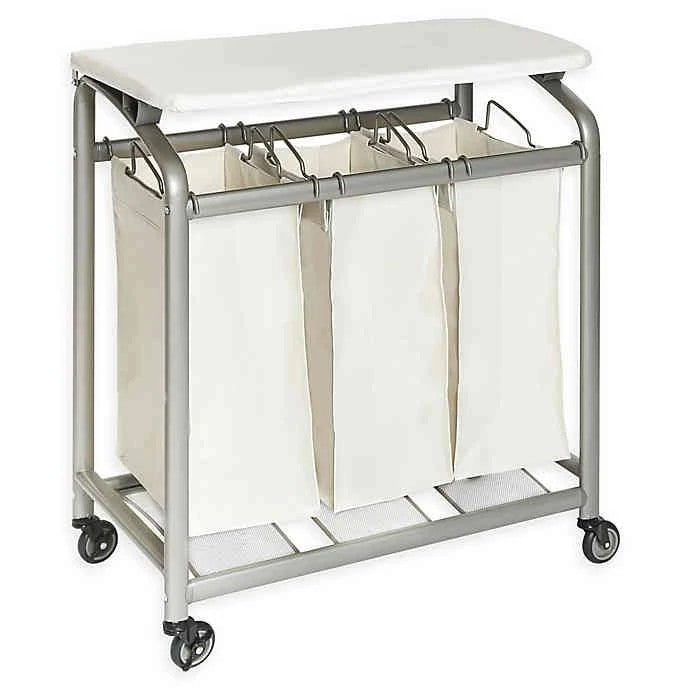 Seville Classics 3-Bag Laundry Sorter with Folding Table