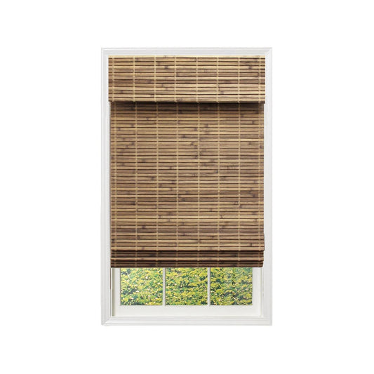 Home Decorators Collection - Cordless Driftwood Flatweave Bamboo Roman Shade - 67 in. W x 48 in. L