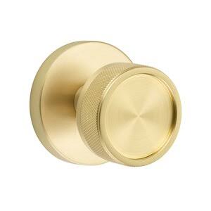 Select Knobs - Double Dummy Disk Rosette with Conical Stem and Knurled Knob in Satin Brass - 5059FULLUS4.CCUS4.KNKUS4-2 3/8-1 3/4 - Emtek Hardware