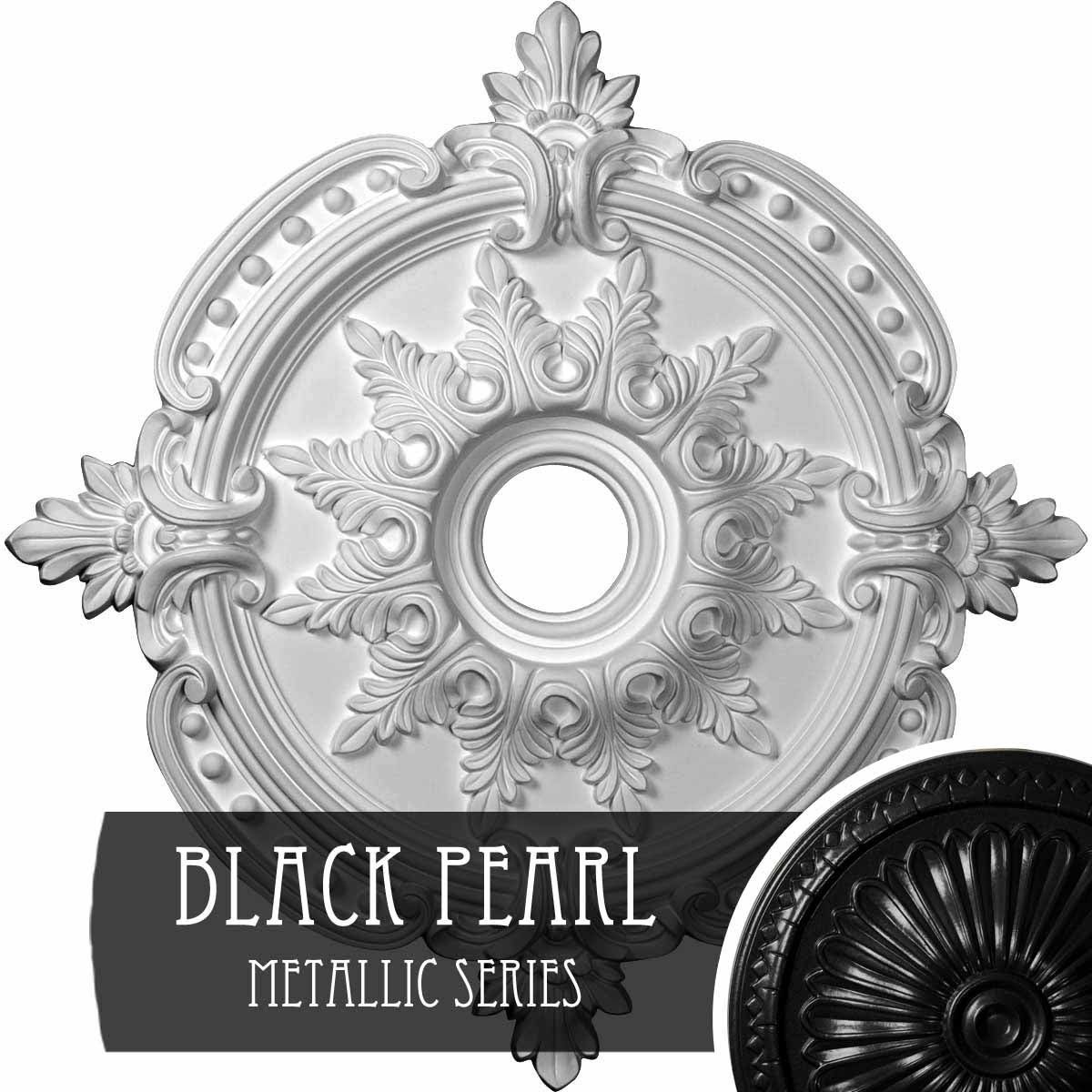 Ekena Millwork CM28BEBPS 28 3/8OD x 3 3/4ID x 1 5/8P Benson Classic Ceiling Medallion (Fits Canopies Up to 6 1/2), Hand-Painted Black Pearl