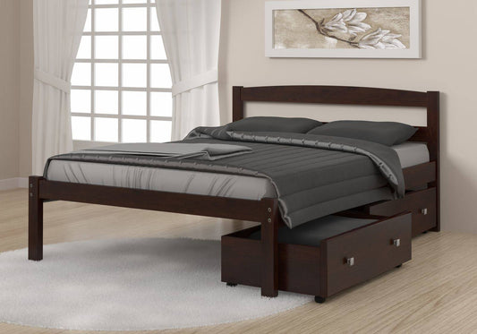 Donco Full Econo Bed with Dual Under Bed Drawers Dark Cappuccino Finish