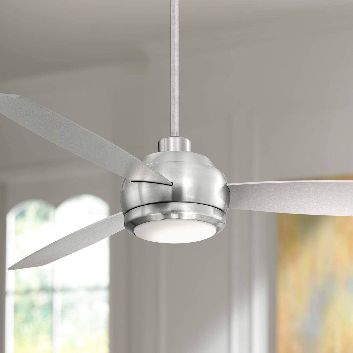 60 Casa Vieja Modern Ceiling Fan with Light LED Brushed Nickel Opal Glass for Living Room Kitchen Bedroom Family Dining