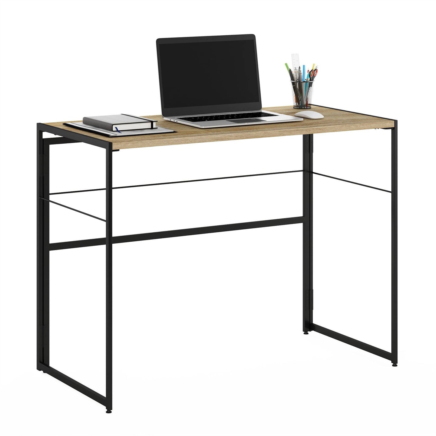 Furinno Riau No Tool Metal Frame Computer Desk - Sonoma Oak/Black