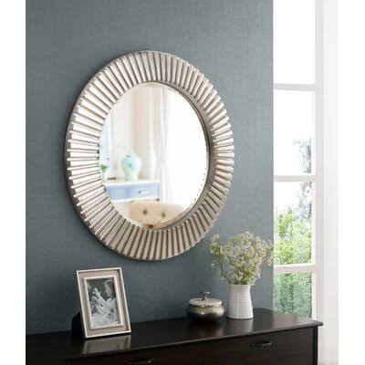 Round Eclectic Accent Mirror World Menagerie Finish Sliver