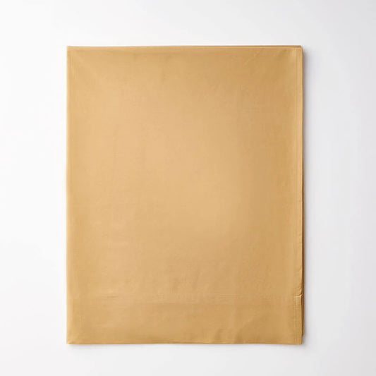 The Company Store Company Cotton Butterscotch Solid 300-Thread Count Cotton Percale California King Deep Pocket Flat Sheet