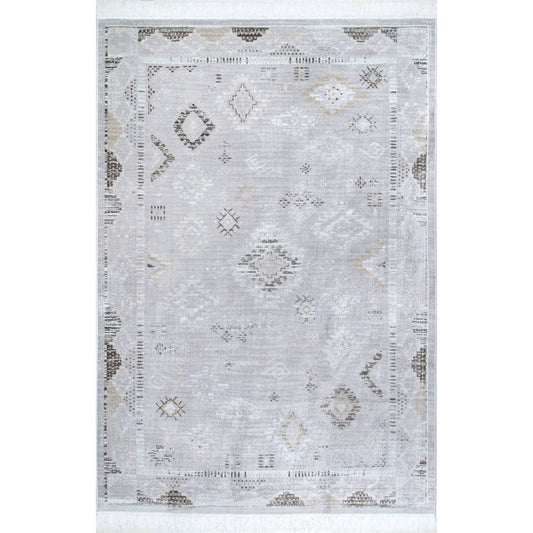 nuLOOM Maida Vintage Tribal Silver 9 ft. x 12 ft. Area Rug