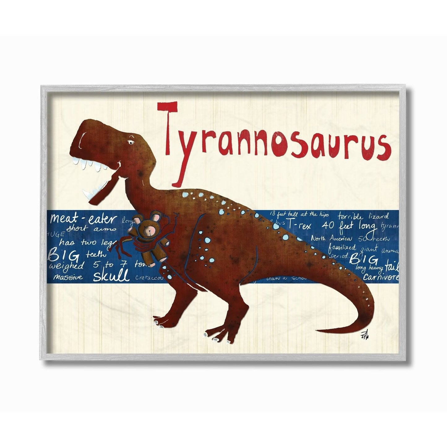 The Kids Room by Stupell Tyrannosaurus Dinosaur Framed Wall Art by Bealook Kids, Size 16 x 20