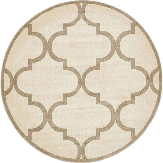 Unique Loom Austin Trellis Area Rug (8 x 8 Round - Tan)