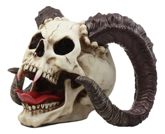 Ebros Large Bizarre Demonic Krampus Ram Horned Skull Statue Gothic Figurine Halloween Party Centerpiece