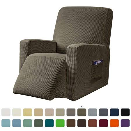 Subrtex Stretch 1-Piece Textured Grid Recliner Slipcover,Olive, Size: One Size