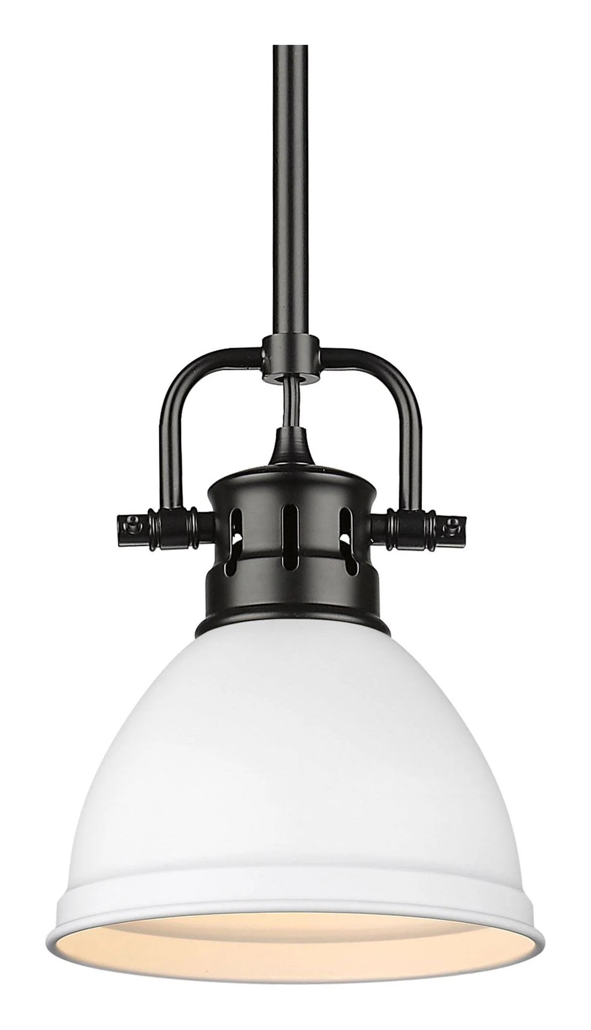 Golden Lighting 3604-M1L Blk-wht Duncan Mini Pendant with Rod in Matte Black