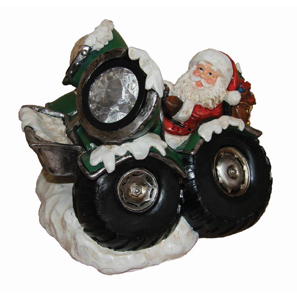 Christmas Party Decorative Polyresin Santa Driving Car Figurine with LED Light