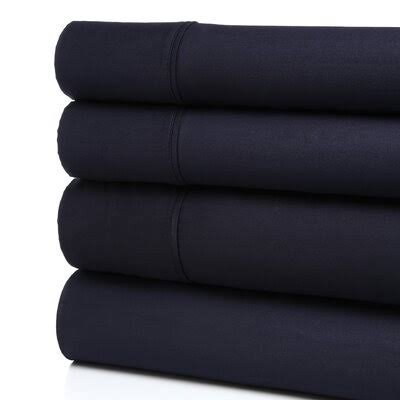 Eider Ivory Holiman 400 Thread Count 100% Cotton Sheet Set Size Full, Color Navy Blue