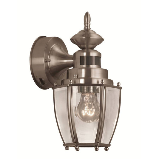 Portfolio JEL1691A BN 11.75-in H Brushed Nickel Motion Activated Outdoor Wall Light