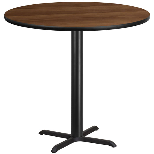 Flash Furniture 42 Round Walnut Laminate Table Top with 33 x 33 Bar Height Table Base