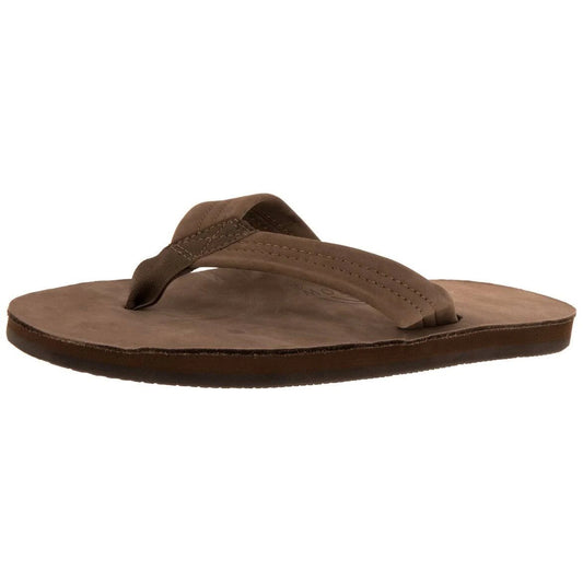 Rainbow Sandals Mens Premier Leather Single Layer Wide Strap with Arch, Dark Brown, Mens Large / 9.5-10.5 D(M) US