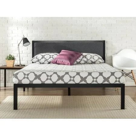 Zinus Korey 38 inch Metal Platform Bed with Upholstered Headboard, Queen