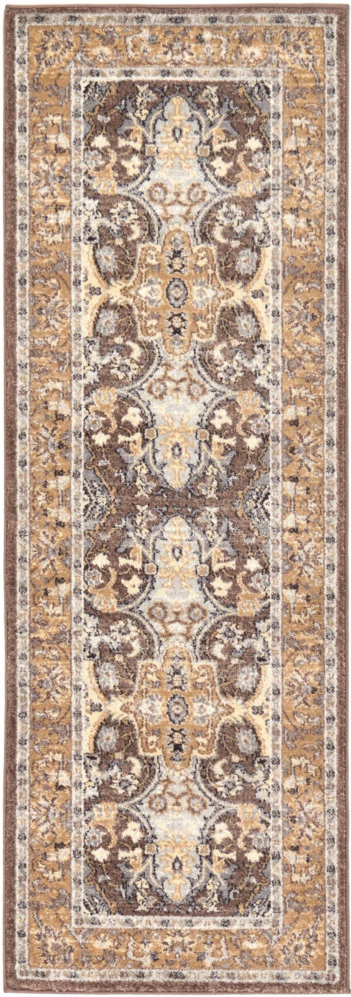 Unique Loom Tradition Brown 6 ft Runner Area Rug