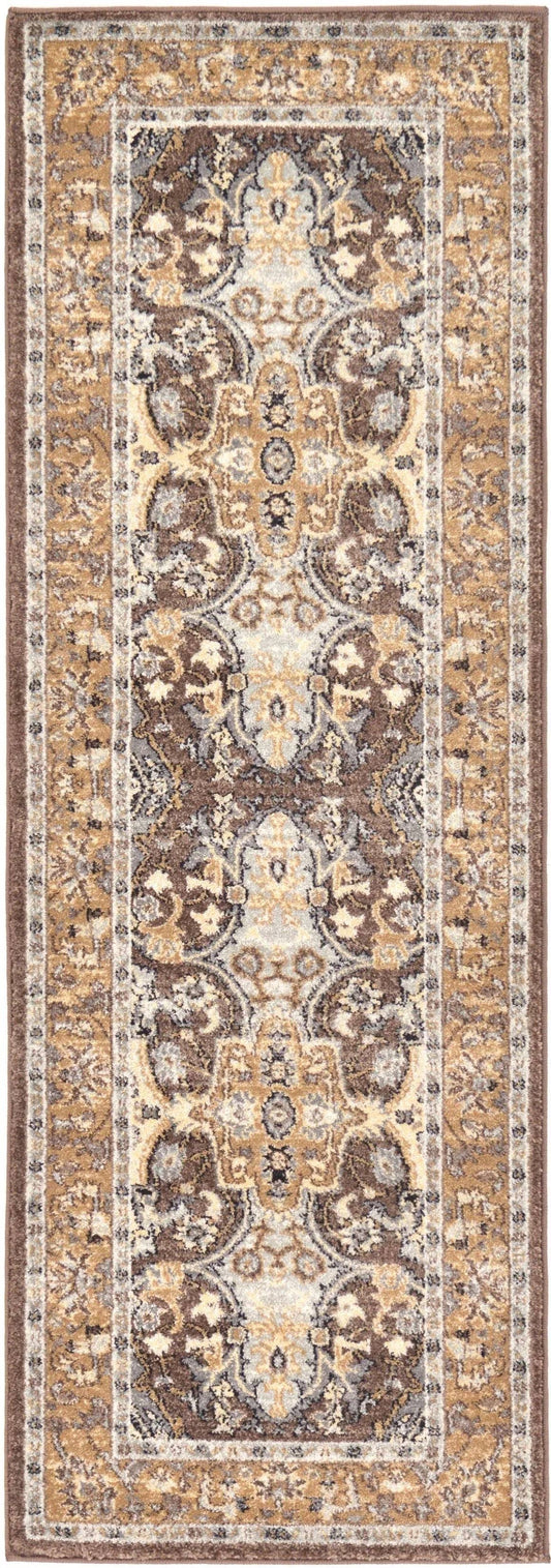 Unique Loom Tradition Brown 6 ft Runner Area Rug