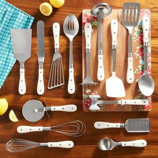 The Pioneer Woman Frontier Collection 15-Piece Kitchen Utensil Set Tools Linen