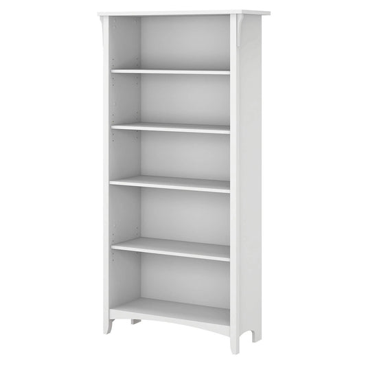 Bush Furniture Salinas Tall - Bookcase - 5 shelves - white, shiplap gray