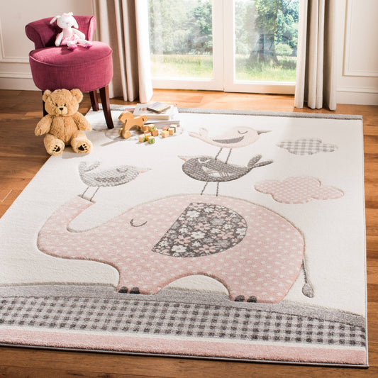 Safavieh Carousel Kids Ursola Elephant Rug (33 x 53 - Pink/Ivory)