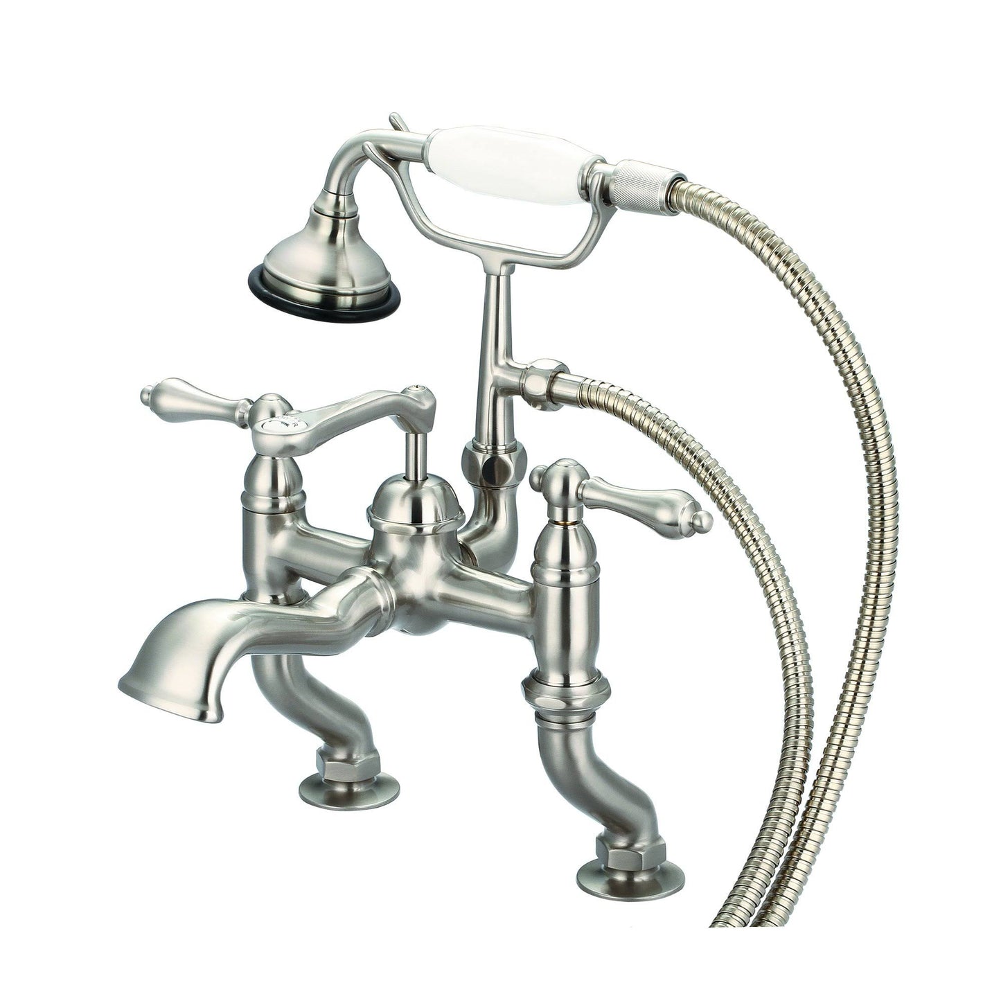 Water Creation F6-0004-02-AL Vintage Classic Adjustable Center Deck Mount Tub Faucet with Handheld Shower