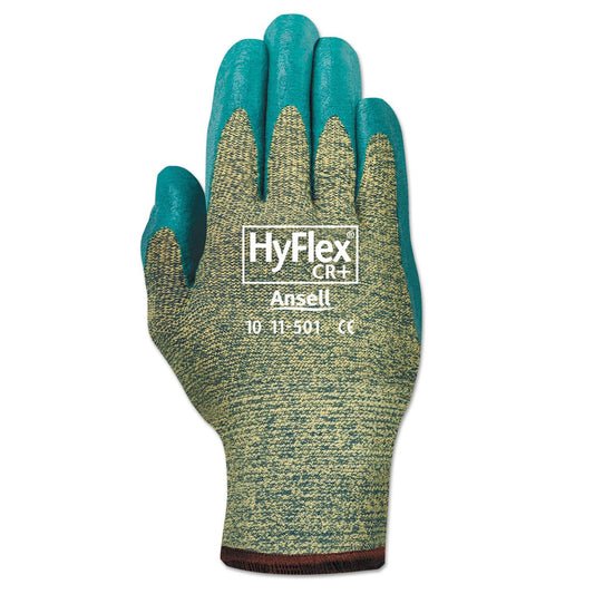 Ansell HyFlex 501 Medium-Duty Gloves, Size 8, Kevlar/Nitrile, Blue/Green, 12