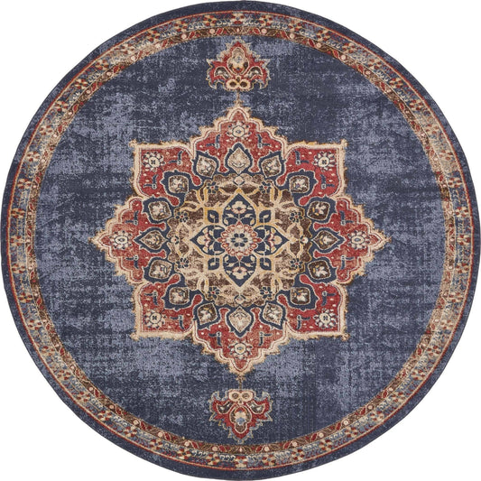 Unique Loom Helios Utopia Rug (Dark Blue - 8 x 8 Round)