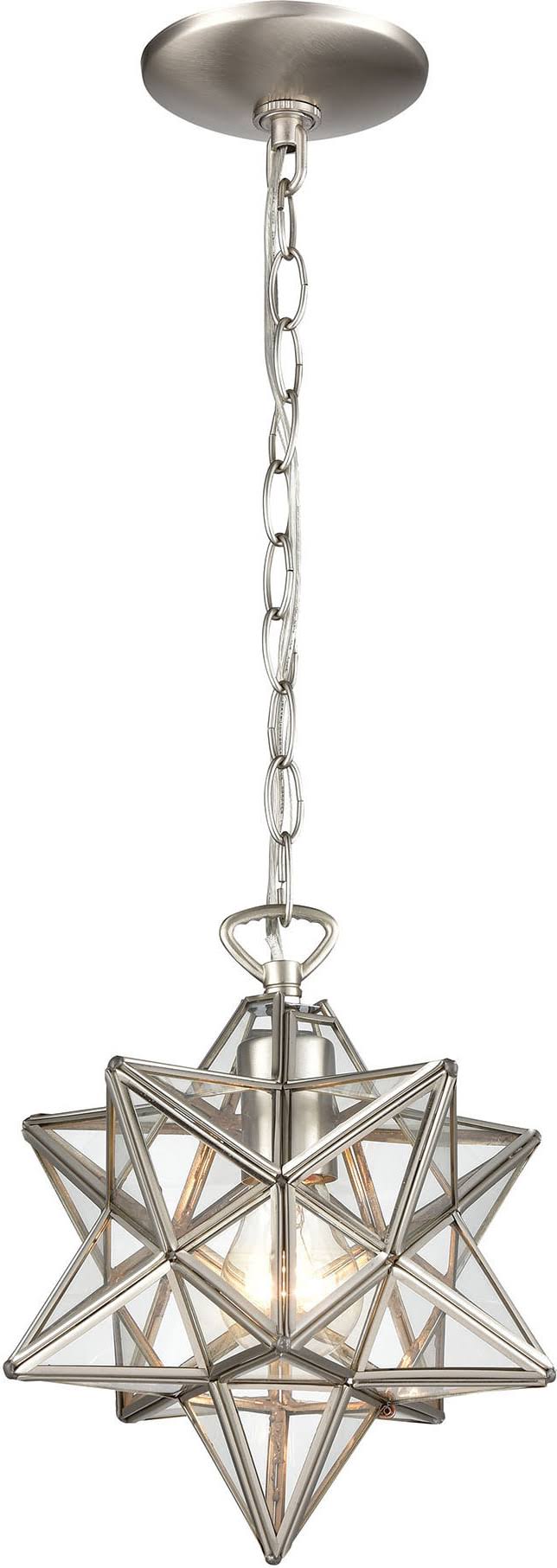 Elk Home 1145-013 Moravian Star 1-Light Mini Pendant in Polished Nickel with Clear Glass - Small