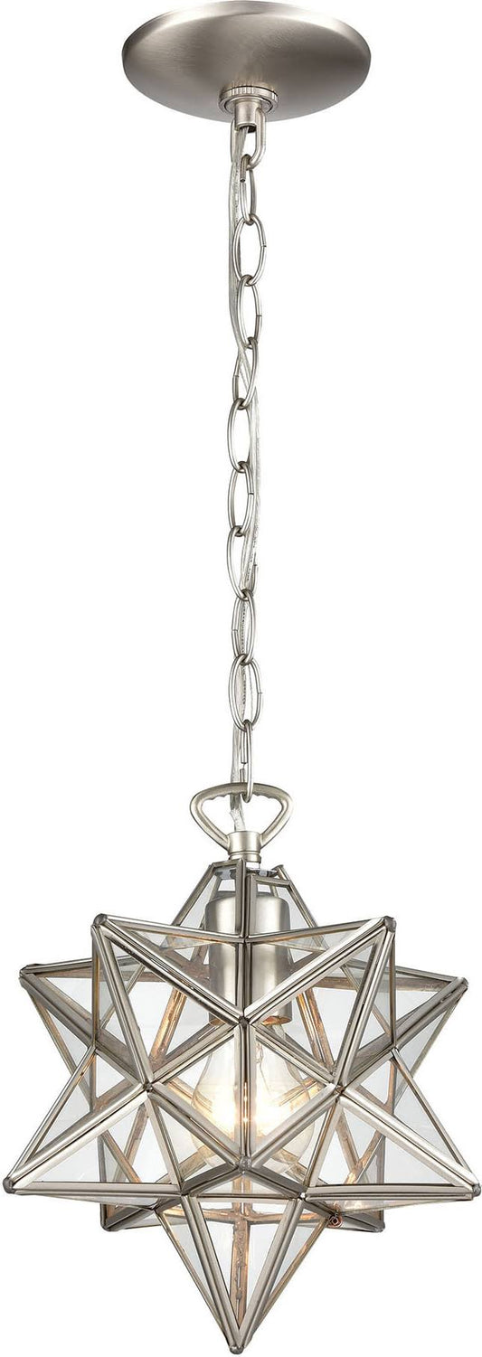 Elk Home 1145-013 Moravian Star 1-Light Mini Pendant in Polished Nickel with Clear Glass - Small