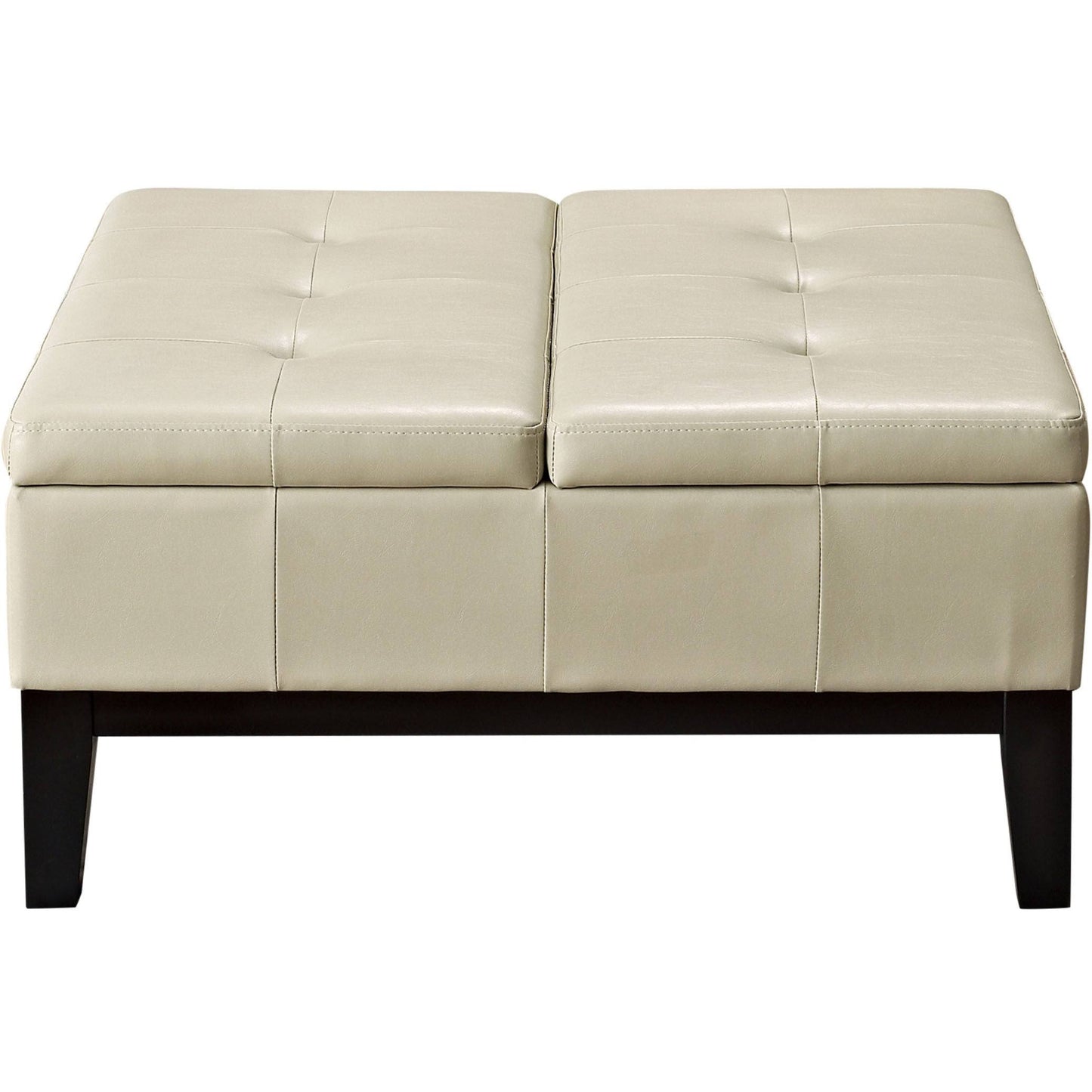 WYNDENHALL Lancaster 36 inch Wide Contemporary Square Table Ottoman in Faux Leather - Satin Cream