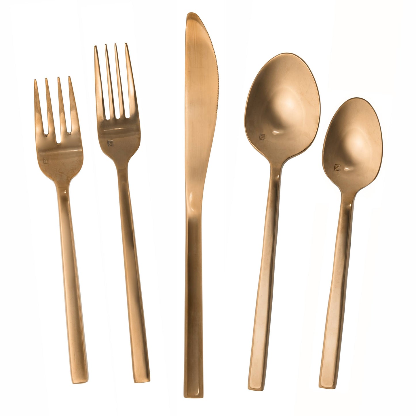 Fortessa Arezzo 20-Piece Stainless Steel Flatware Set, Rose Gold