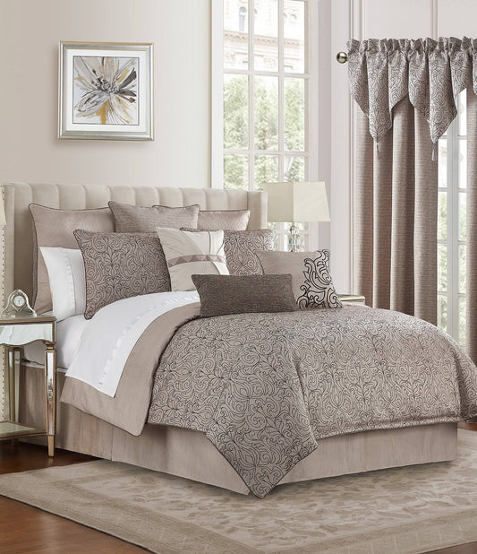 Waterford Patrizia Reversible 4 Piece Comforter Set, Queen - Mocha