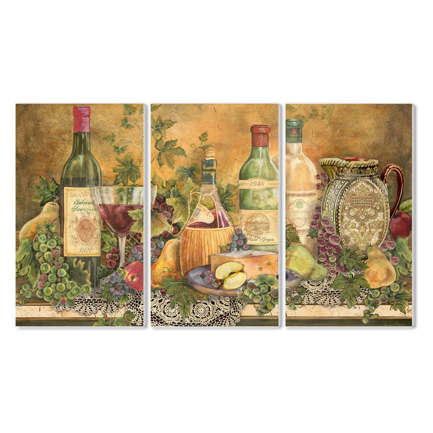 The Stupell Home Decor Collection Grapes of Tuscany 3-Piece Triptych Wall Plaque Set