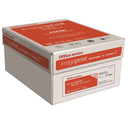 Office Depot ImagePrint FSC Certified Multiuse Paper by Domtar, 8 1/2in x 14in, 20 lb, White, 500 Sheets per Ream, Case of 10 Re