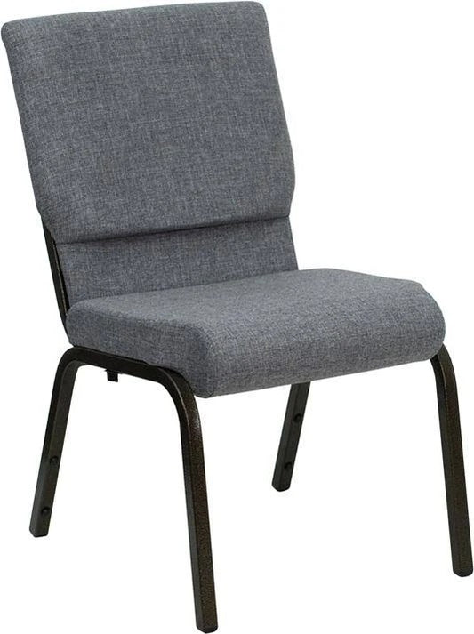 Series 18.5W Stacking Church Chair in Gray Fabric - Gold Vein Frame