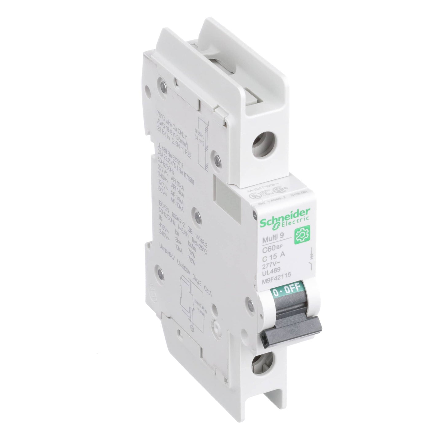 Schneider Electric M9F42115 IEC Mini Circuit Breaker,15A,1P,240/415V