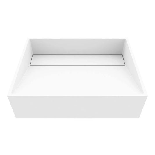 Vigo VG04025 Matte White Stone Rectangular Vessel Bathroom Sink