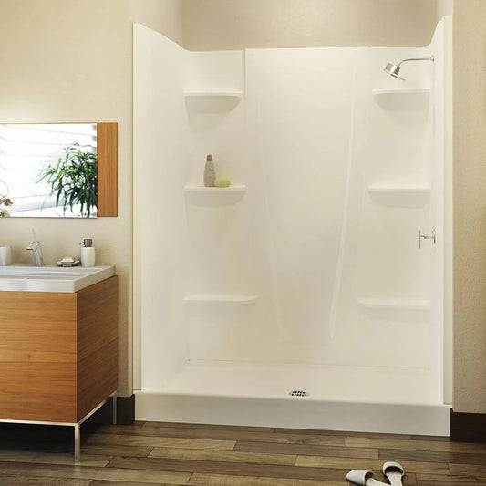 Aquatic A2 5 in. x 27 in. x 74 in. 2-Piece Direct-to-Stud Alcove Shower Wall Panels in White