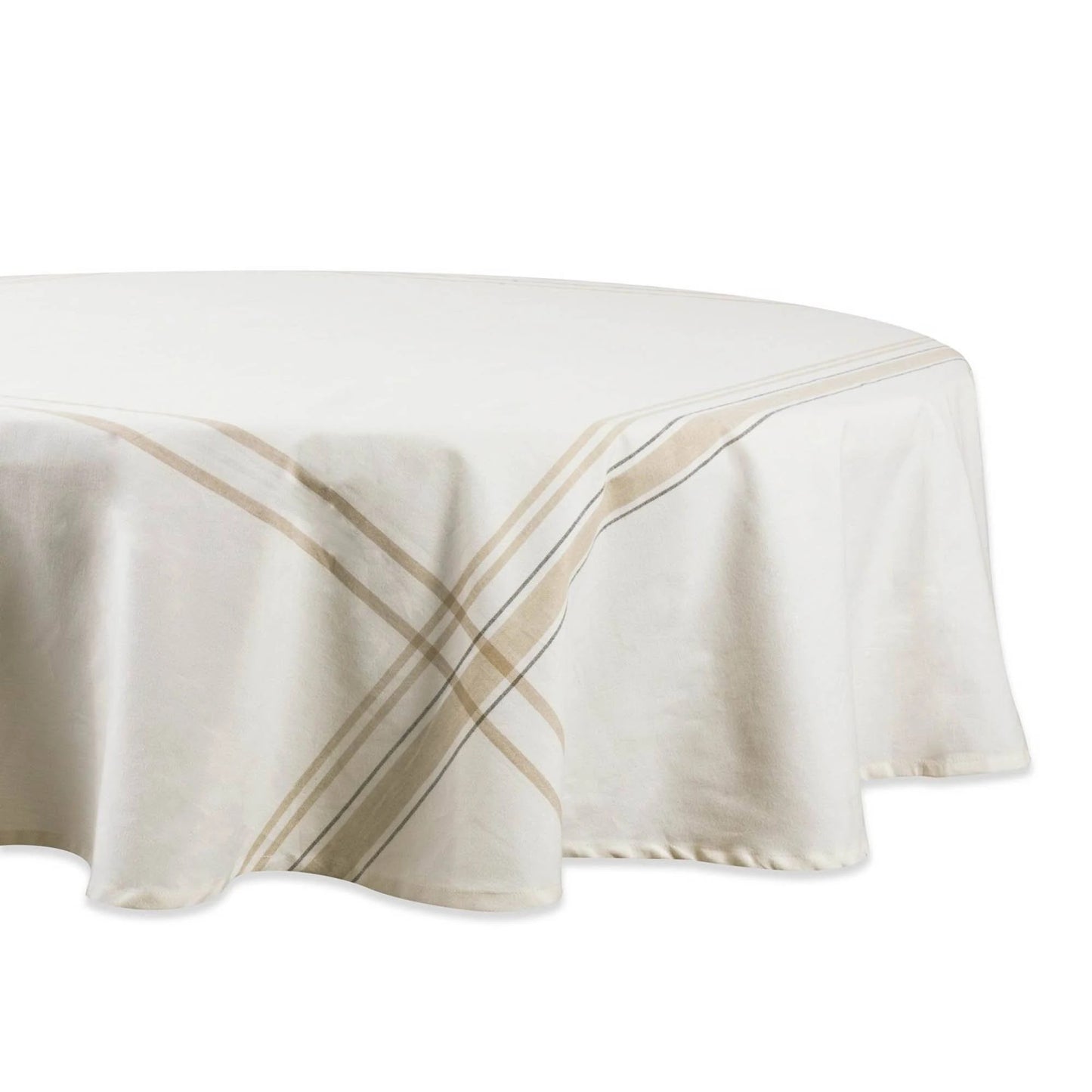 Dii White Chambray French Stripe Tablecloth 70