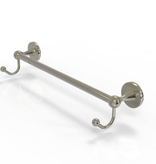 Allied Brass SL-41-24-HK-PNI Shadwell Polished Nickel 24 Towel Bar with Integrated Hooks