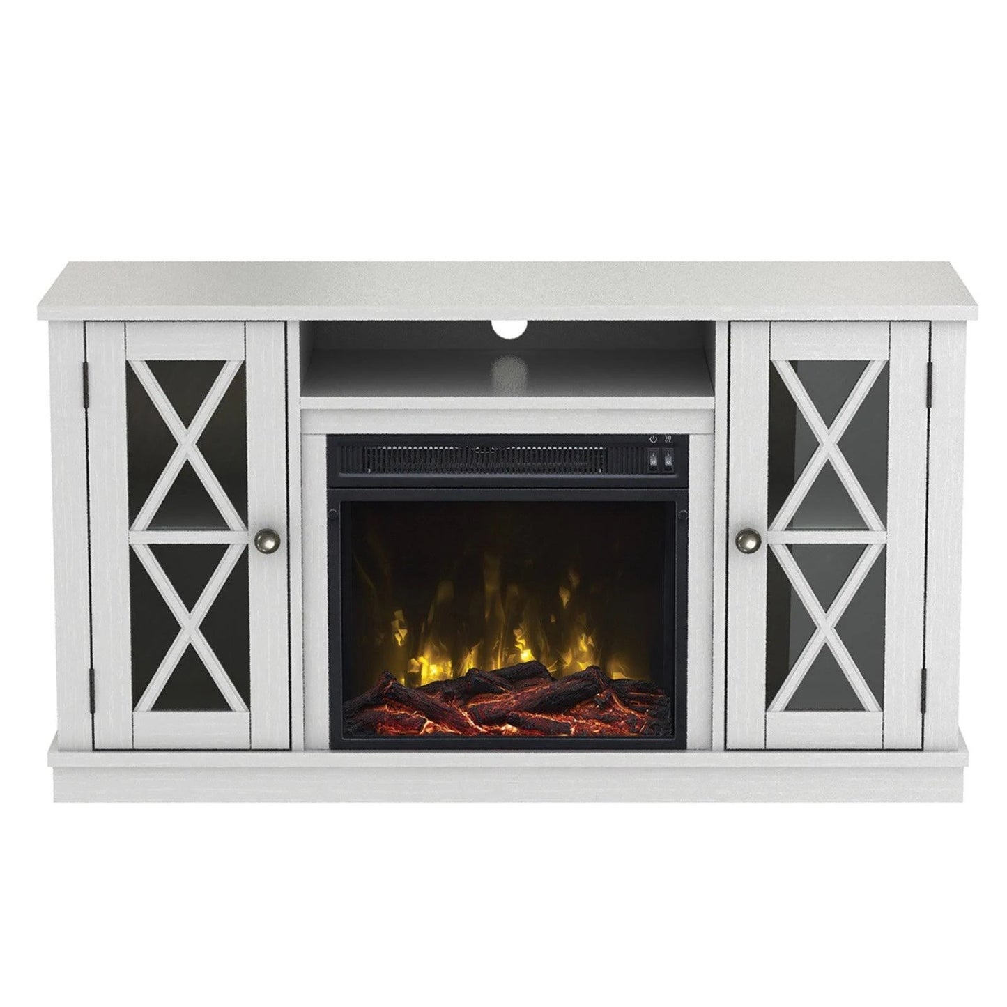 Bayport 18MM6092-PT85S TV Stand with Electric Fireplace - White