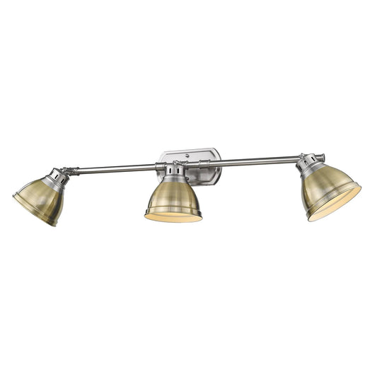 Golden Lighting 3602-VL3 PW-AB Duncan 3 Light Bath Vanity in Pewter