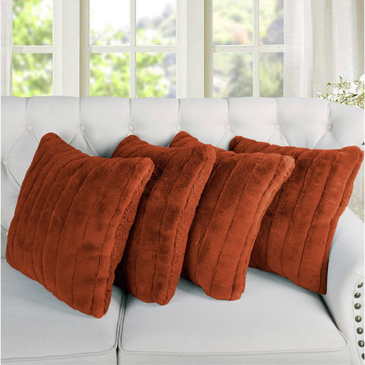 BNF Home Serenta SuperMink Solid Color Throw Pillow Shell Cushion COVER, Size 20 x 20, Brown